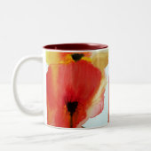 レッドポピー水彩モダンフローラ ツートーンマグカップ (左)