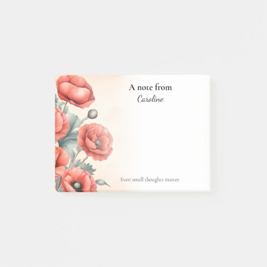 レッドポピー水彩夏開花 ポストイット (正面)