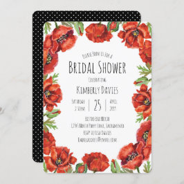 レッドポピー水玉模様ブライダルシャワー 招待状