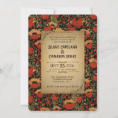 レッドポピー素朴ズヴィンテージウッド結婚式招待状 招待状 (正面)