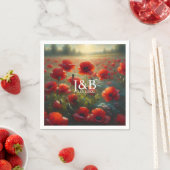 レッドポピー結婚ズフローラパーソナライズされた スタンダードカクテルナプキン (インサイチュ)