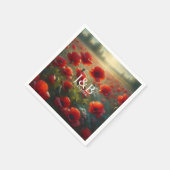 レッドポピー結婚ズフローラパーソナライズされた スタンダードカクテルナプキン (角)