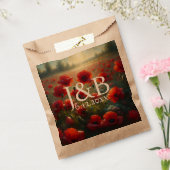 レッドポピー結婚ズフローラパーソナライズされた フェイバーバッグ (封をした状態)