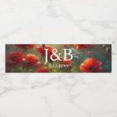 レッドポピー結婚ズフローラパーソナライズされた ペットボトルラベル (シングルラベル)