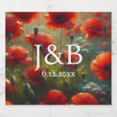 レッドポピー結婚ズフローラパーソナライズされた リキュールボトルラベル (シングルラベル)