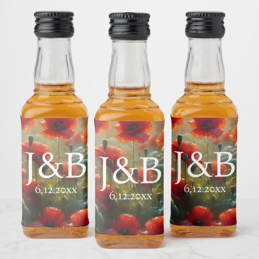 レッドポピー結婚ズフローラパーソナライズされた リキュールボトルラベル (ボトル)