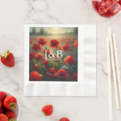 レッドポピー結婚ズフローラパーソナライズされた 縁ありランチョンナプキン (インサイチュ)