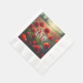 レッドポピー結婚ズフローラパーソナライズされた 縁ありランチョンナプキン (角)