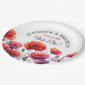 レッドポピー結婚ズフローラ ペーパープレート (アングル)