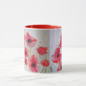 レッドポピー絵を描ズウォーターカラーのマグカップ マグカップ (中央)