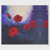 レッドポピー絵画ズパープル紙 ラッピングペーパー (フラット)