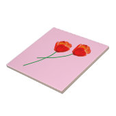 レッドポピー花ハートパステルピンク タイル (側面)