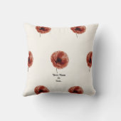 レッドポピー花植物美術デザイン クッション (裏面)