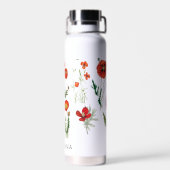 レッドポピー花模様 ウォーターボトル (背面)