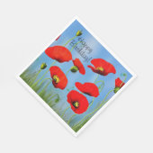 レッドポピー誕生日 スタンダードランチョンナプキン (角)