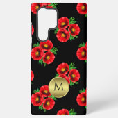 レッドポピー金ゴールドモノグラム SAMSUNG GALAXYケース (裏面)