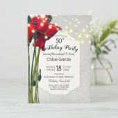 レッドポピー50th誕生日パーティー |グレー 招待状 (スタンド正面)