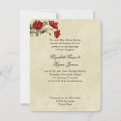 レッドポピー、エレガントウェディング招待状 招待状 (裏面)
