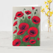 レッドポピー カード (黄色い花)