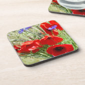 レッドポピー、コテージガーデン写真 コースター (左側)