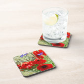 レッドポピー、コテージガーデン写真 コースター (右側)