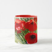 レッドポピー、コテージガーデン写真 マグカップ (中央)