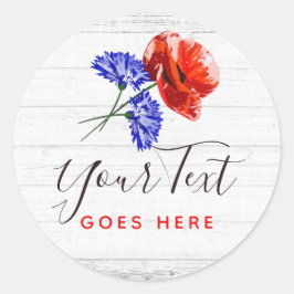 レッドポピー&コーンフラワーウッド素朴フローラ ラウンドシール