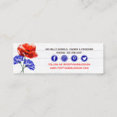 レッドポピー&コーンフラワー素朴ウッドのソーシャルメディア スキニー名刺 (裏面)