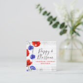 レッドポピー&コーンフラワー素朴ウッドのソーシャルメディア スクエア名刺 (スタンド正面)