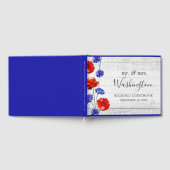 レッドポピー&コーンフラワー素朴ウッドフローラ結婚ズ ゲストブック (全面)