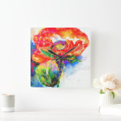 レッドポピー スクエア壁時計 (ホーム)