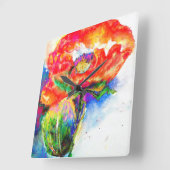 レッドポピー スクエア壁時計 (傾斜)