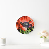 レッドポピー&スタメンフラワーフローラアートギフト ラウンド壁時計 (ホーム)