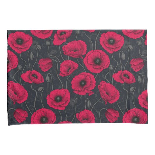 レッドポピー 枕カバー (正面右)