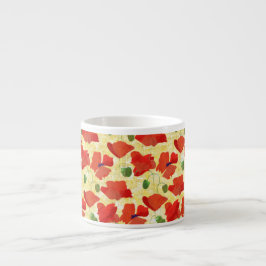 レッドポピーonコーンフィールドイエローエスプレッソマグ エスプレッソカップ