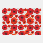 レッドポピーon Black n Gray ラッピングペーパーシート (正面)