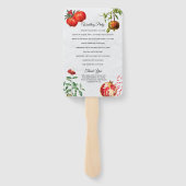 レッドポメグラネート地中海の結婚式 プログラム ハンドファン (裏面)