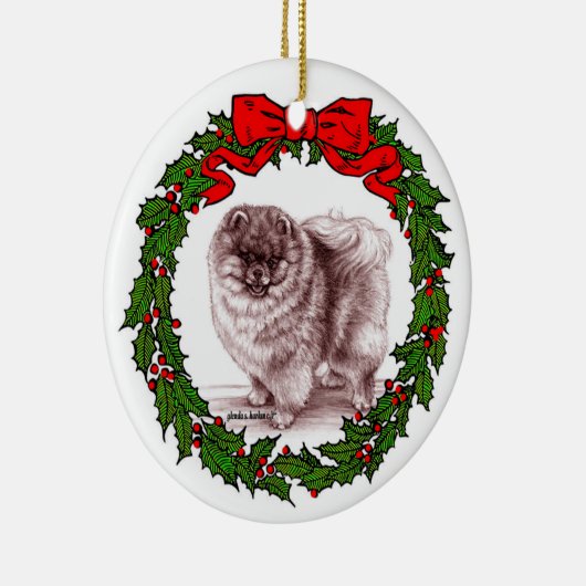 レッドポメラニア犬アートバイグレンダS.ハーラン セラミックオーナメント (右)