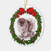 レッドポメラニア犬アートバイグレンダS.ハーラン セラミックオーナメント (左)