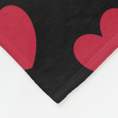 レッドポルカハートオンブラック フリースブランケット (角)