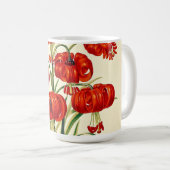 レッドポンポネリリーヴィンテージイラストレーション コーヒーマグカップ (正面右)