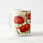 レッドポンポネリリーヴィンテージイラストレーション コーヒーマグカップ (正面左)