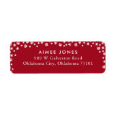 レッドポープリントアンドスノーフレーク差出人住所 ラベル (正面)