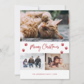 レッドポープリント3フォトコラージュミオウィクリスマスペット シーズンカード (正面)