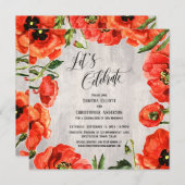 レッドポ祝ピーズオンウッド淡い色の披露宴 招待状 (正面/裏面)