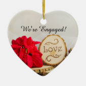 レッドポ素朴インセティアウィンター婚約 セラミックオーナメント (正面)