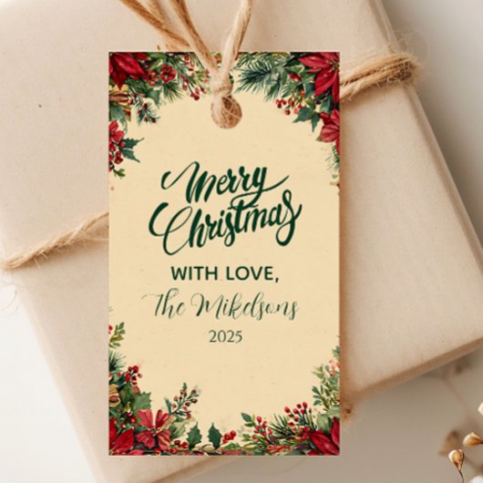 レッドポ素朴インセティアホリデーパーティー ギフトタグ