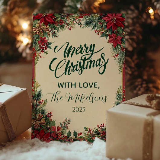 レッドポ素朴インセティアホリデーパーティー シーズンカード