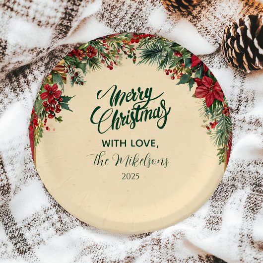 レッドポ素朴インセティアホリデーパーティー ペーパープレート