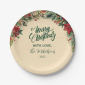 レッドポ素朴インセティアホリデーパーティー ペーパープレート (正面)